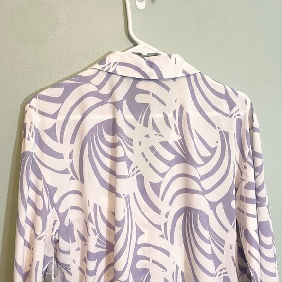 Worthington Nimbus Geo Collared Long Sleeve Button Down Shirt Top Medium NWT - Picture 4 of 11